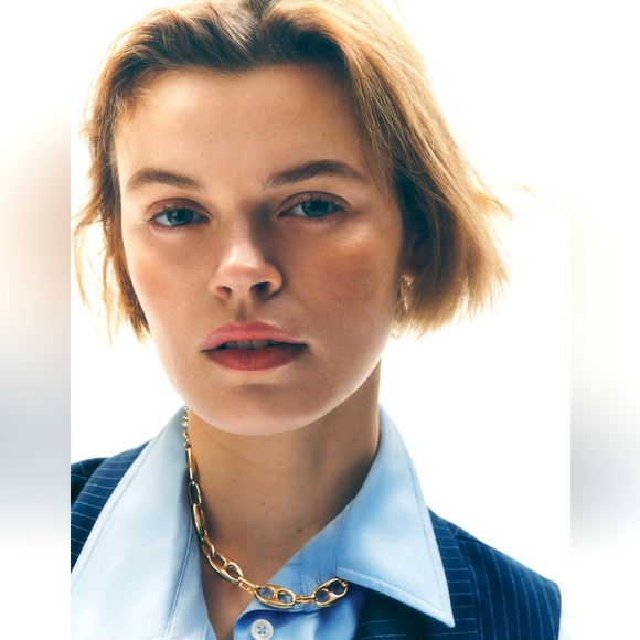 Anthropologie gold bottlecap link collar necklace choker statement jewelry - Picture 3 of 11